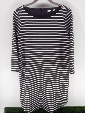 GAP Black and White Striped Long Sleeve Shift Dress